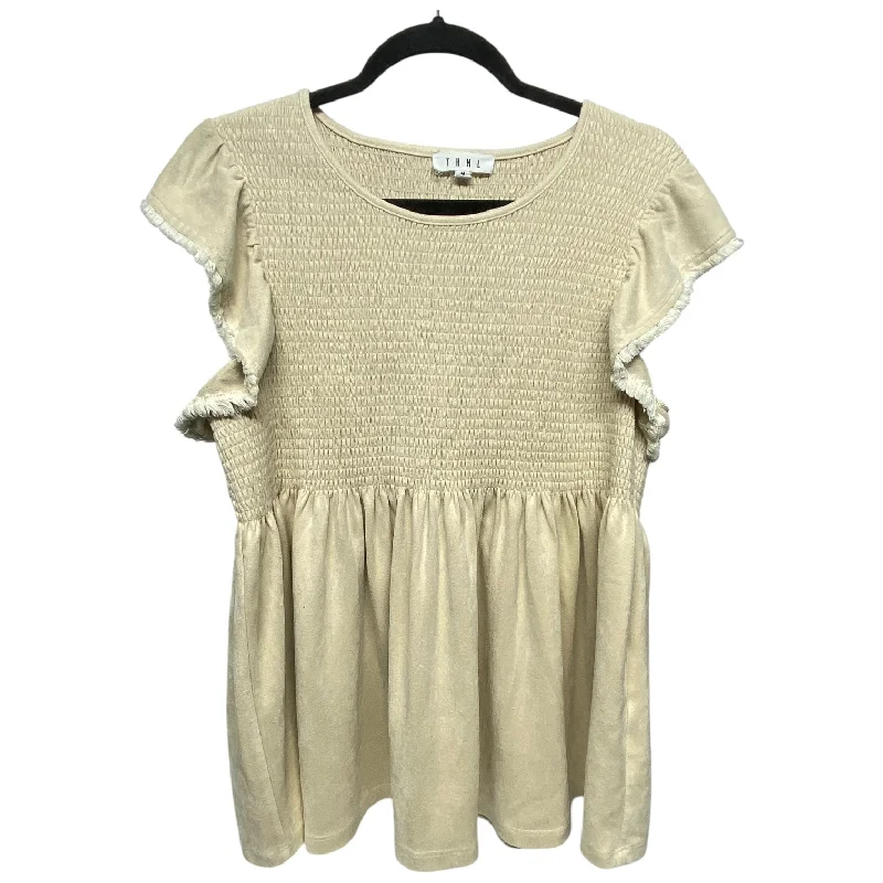 Top Short Sleeve By Thml In Tan, Size: M