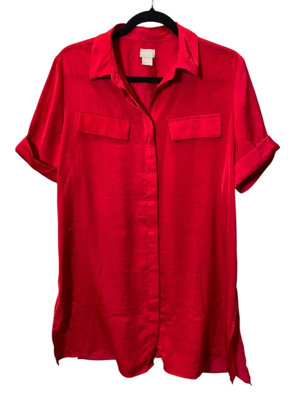 Tunic Short Sleeve By Chicos In Red, Size: Lp