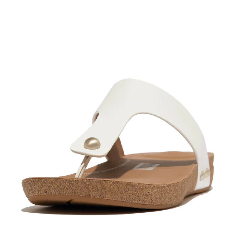 FitFlop Iqushion Leather Toe-Post Sandals - Urban White