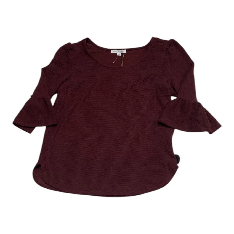 Top Ss By Green Envelope In Maroon, Size:M