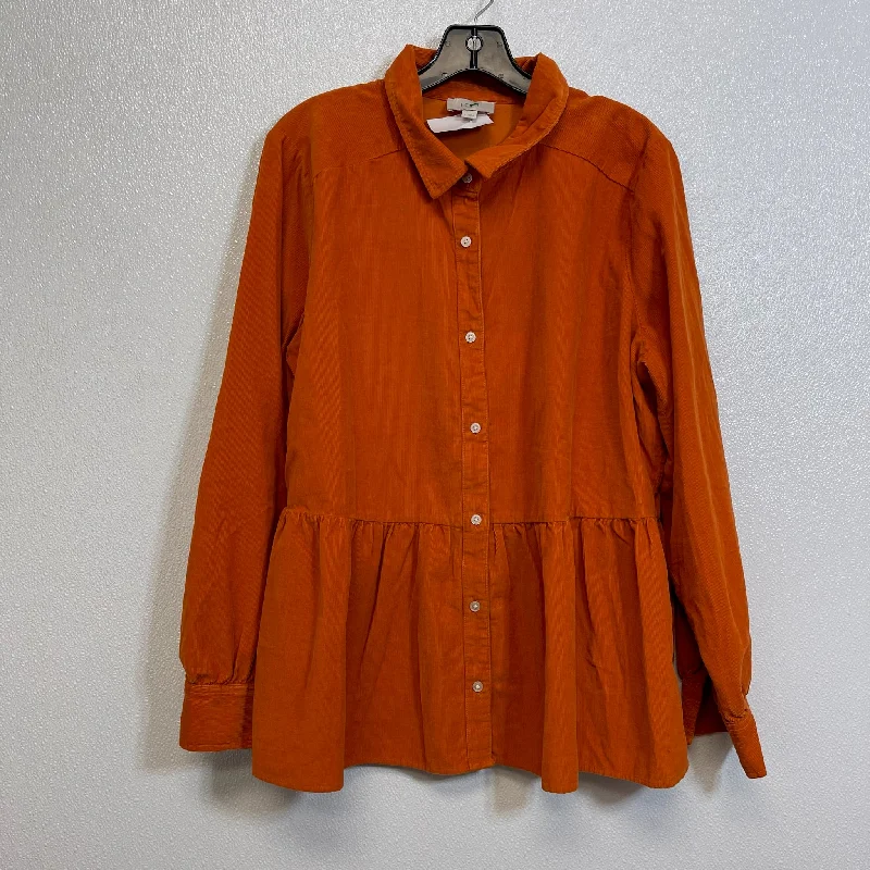 Top Long Sleeve By Loft O In Orange, Size: L