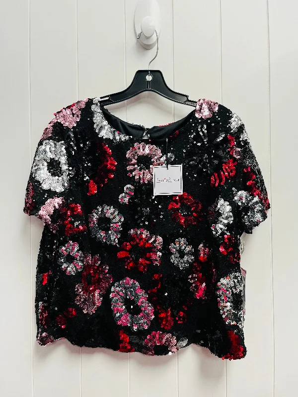 Top Short Sleeve By PREMIER AMOUR In Black & Red, Size: Xl