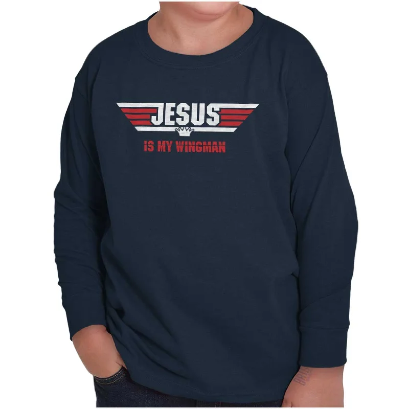 Jesus Is My Wingman Youth Long Sleeve T Shirt