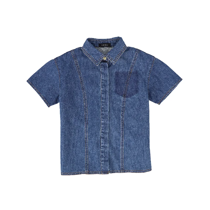 BAMBOO MID BLUE DENIM STITCHED SS SHIRT