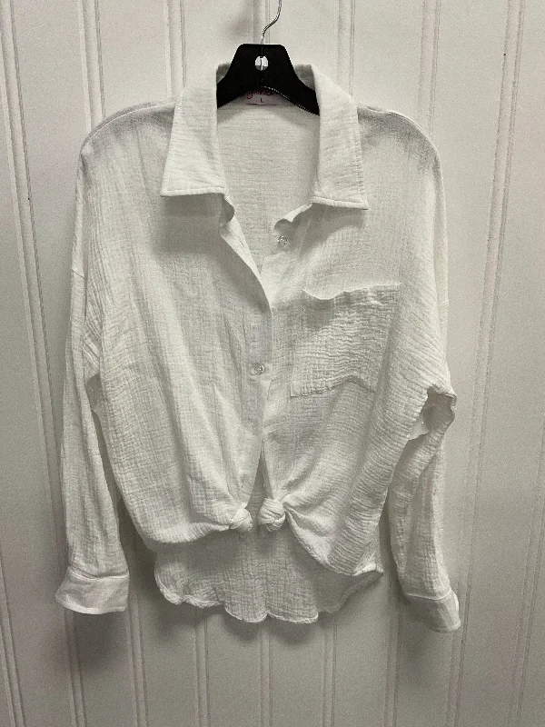 Top Long Sleeve By Clothes Mentor In White, Size: L