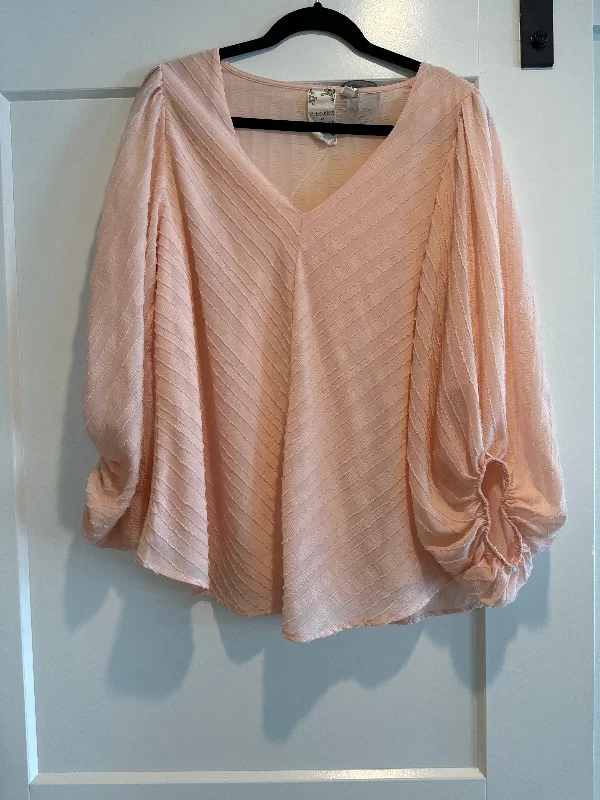 Top Long Sleeve By Blu Pepper In Pink, Size: M