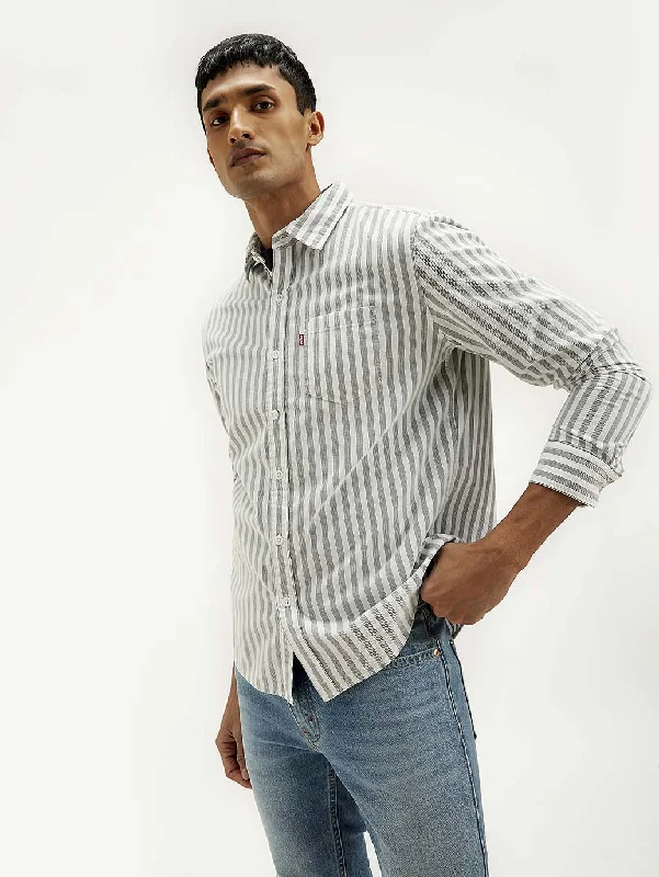 Men's Striped Slim Fit Corduroy Shirt