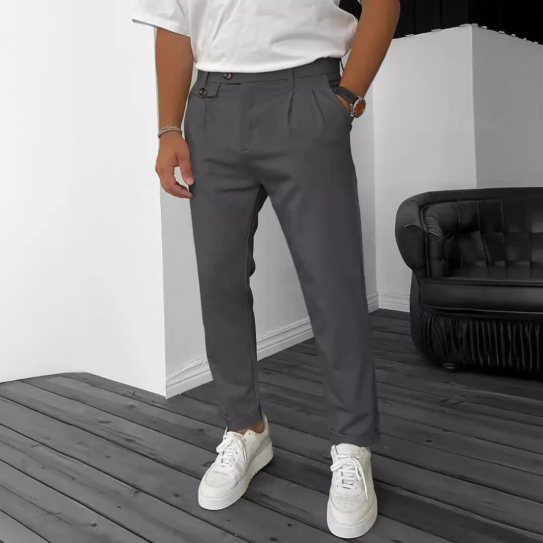 Men's Solid Color Casual Tappered Pants