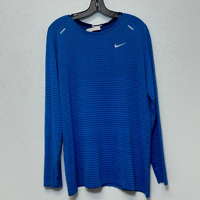 Athletic Top Long Sleeve Crewneck By Nike In Blue, Size: Xl