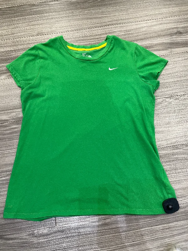 Athletic Top Short Sleeve By Nike In Green, Size: Xl