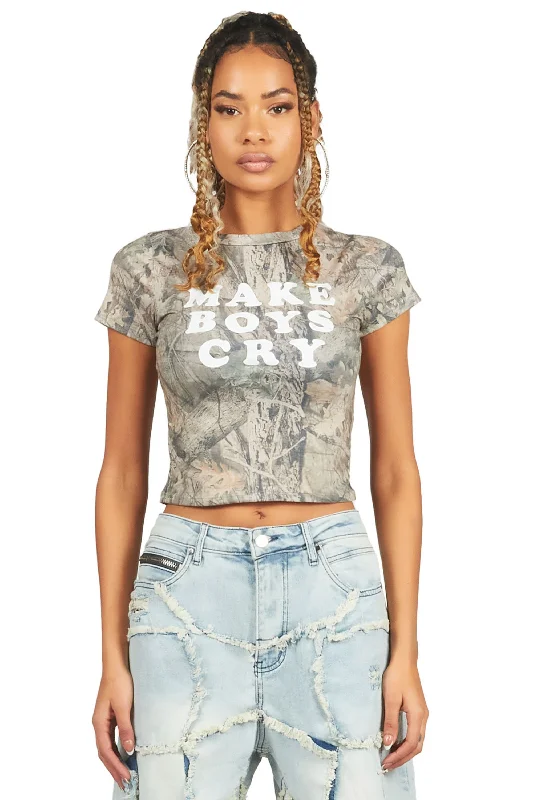 LaMeka Tree Camo Crop T-Shirt