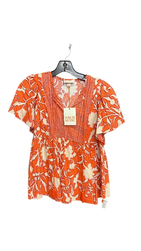 Top Short Sleeve By Knox Rose In Orange, Size: S