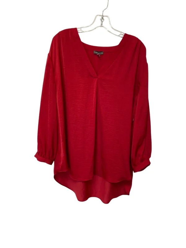 Top Long Sleeve Basic By Vince Camuto In Red, Size: 2x