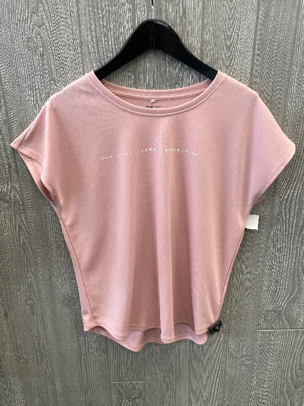 Athletic Top Short Sleeve By H&m In Pink, Size: L