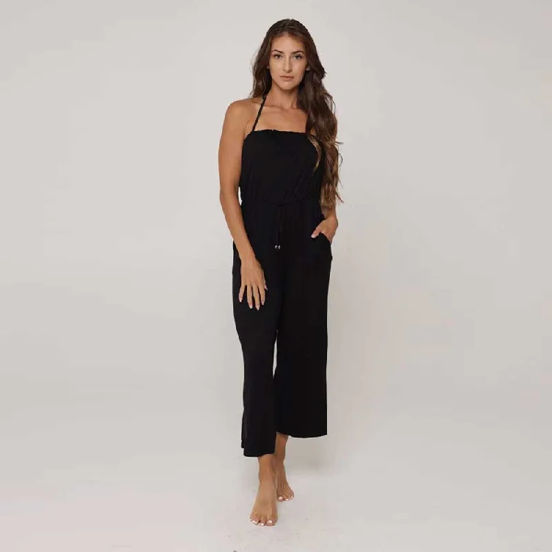 J Valdi Kira Jersey Sleeveless Jumpsuit Cover Up - Black