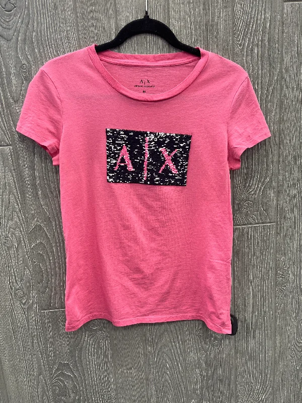 Top Short Sleeve By Armani Exchange In Pink, Size: M