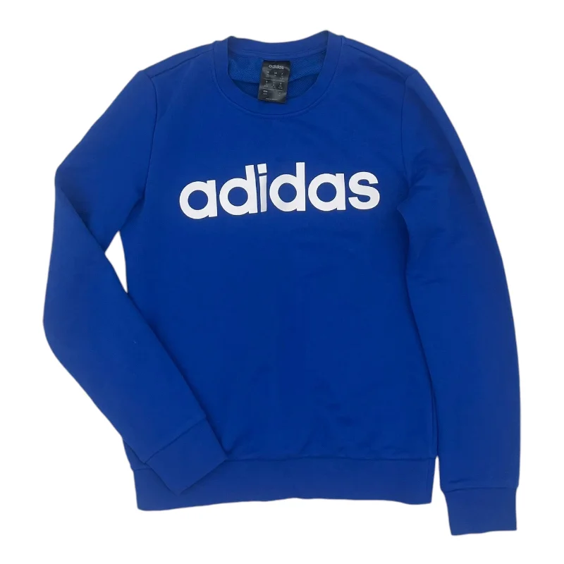 Athletic Top Ls Crewneck By Adidas In Blue, Size:Xs