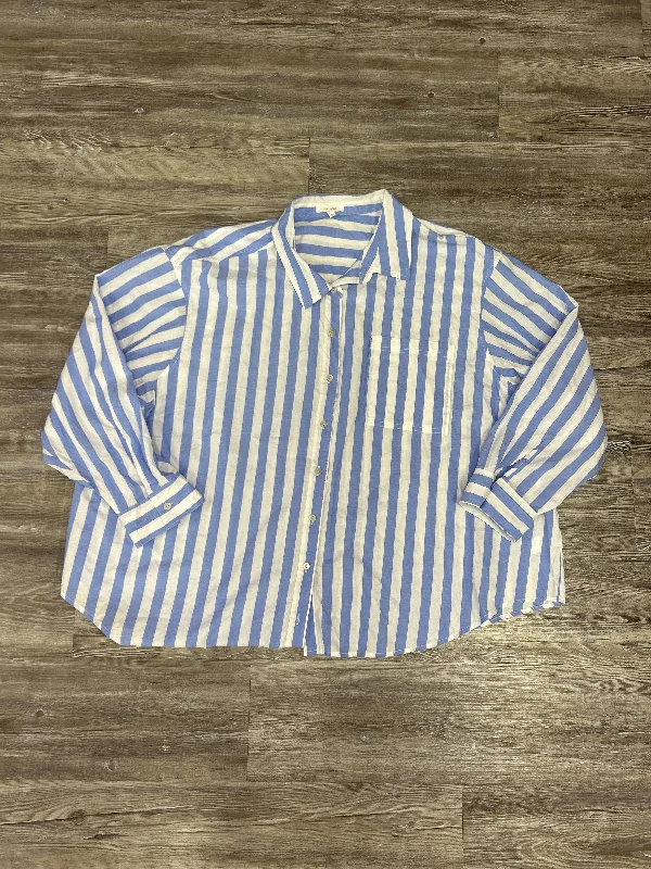 Top Long Sleeve By Maurices In Blue & White, Size: 3x