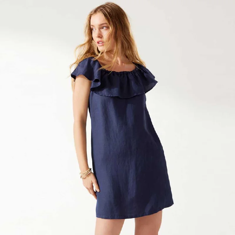 Tommy Bahama St. Lucia Off The Shoulder Ruffle Dress Cover Up - Mare Navy