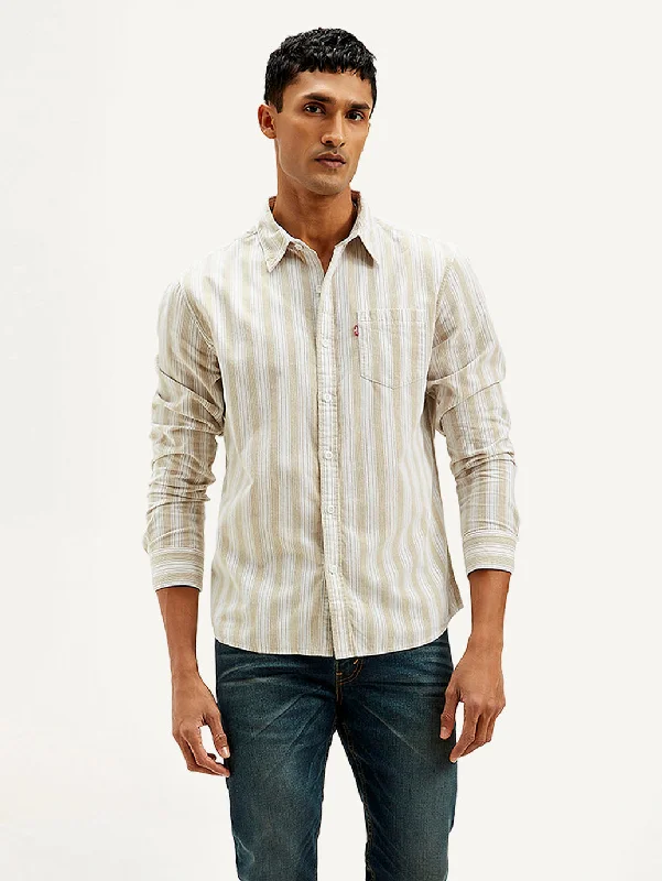 Men's Striped Slim Fit Corduroy Shirt