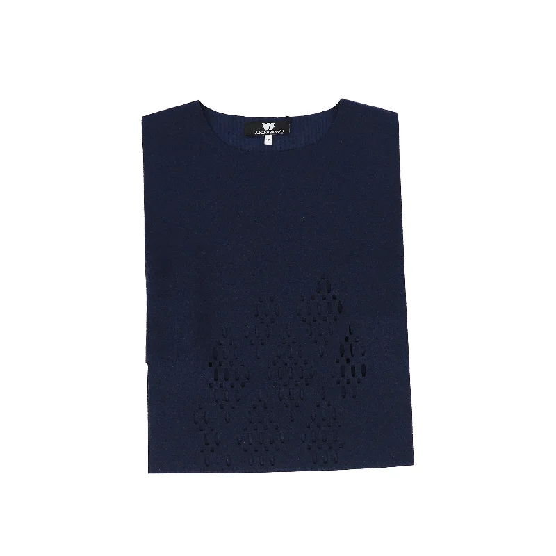 VENERA ARAPU NAVY WOOL DOTTED DESIGN VEST [FINAL SALE]