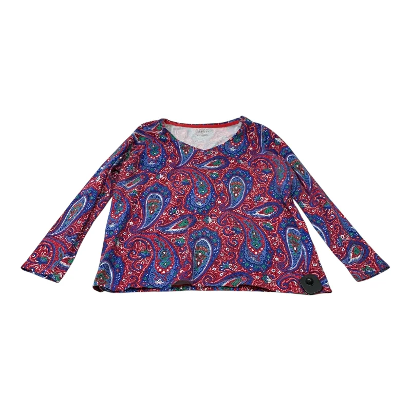 Top Long Sleeve By Talbots In Blue & Red, Size: 1x