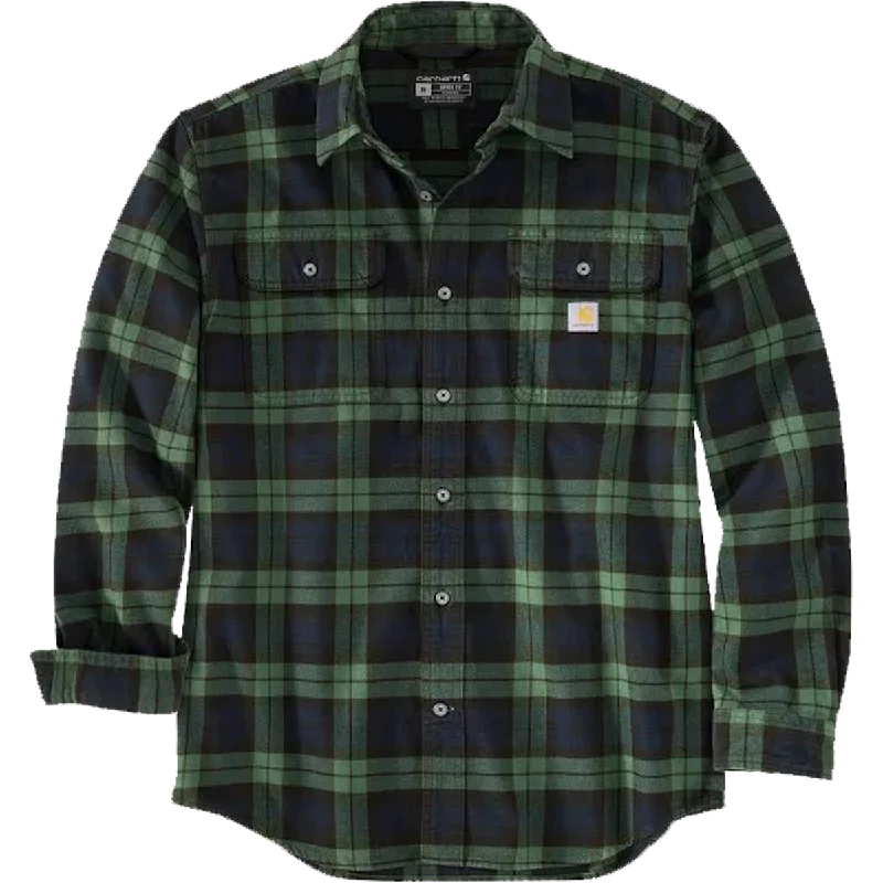 Men's Loose Fit Heavyweight Flannel Long-Sleeve Plaid Shirt