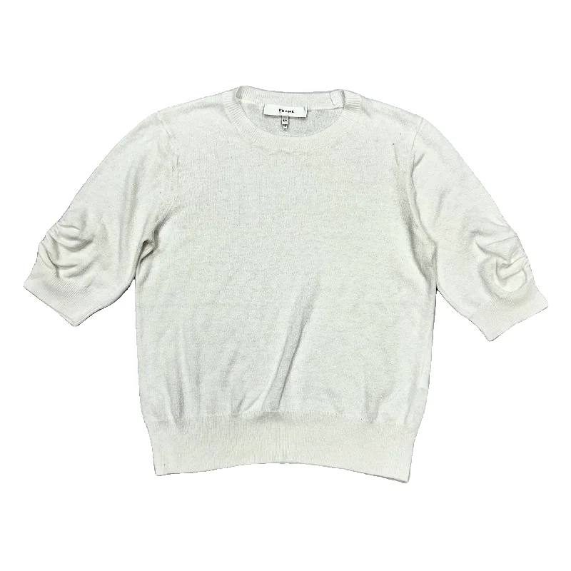 Sweater Short Sleeve By Frame In White, Size: S