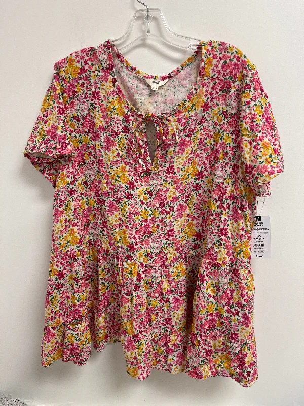 Top Short Sleeve By Terra & Sky In Floral Print, Size: 3x