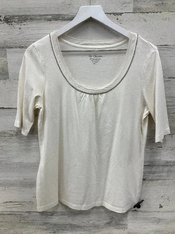 Top Short Sleeve By Chicos In Cream, Size: M