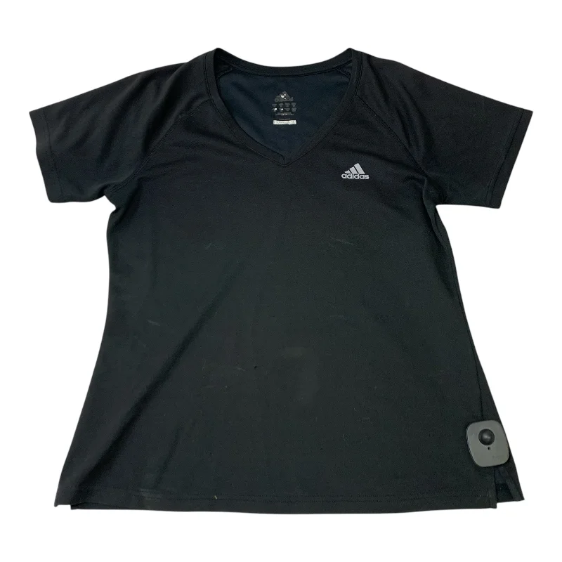 Athletic Top Short Sleeve By Adidas In Black, Size: M