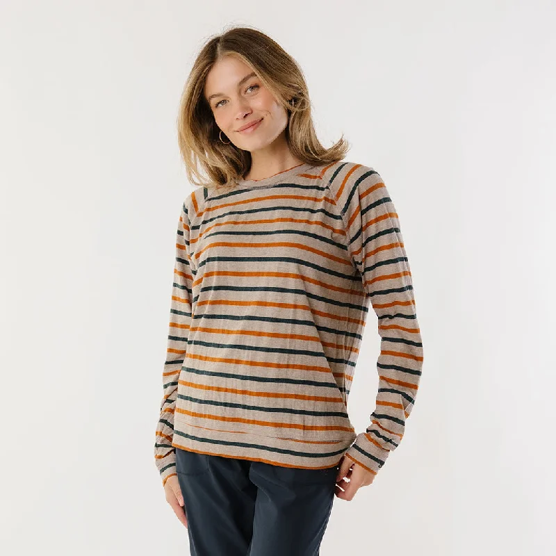 Riley Long Sleeve Stripe Tee, Navy/Rust