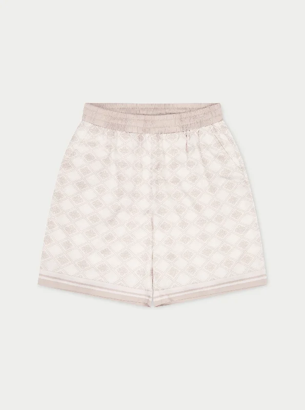 EMBLEM PRINT SHORTS - BEIGE