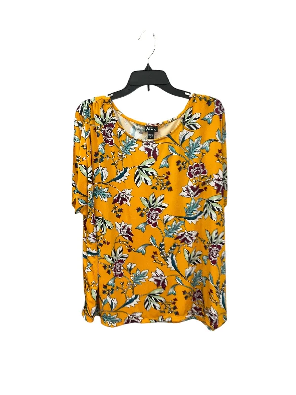 Top Short Sleeve By Simply Emma In Floral Print, Size: 3x