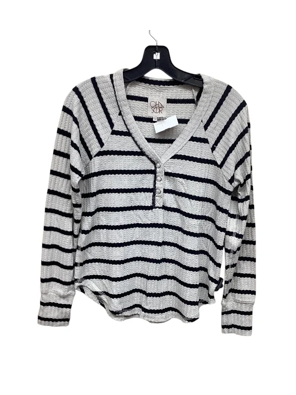 Top Long Sleeve By Chaser In Striped Pattern, Size: M