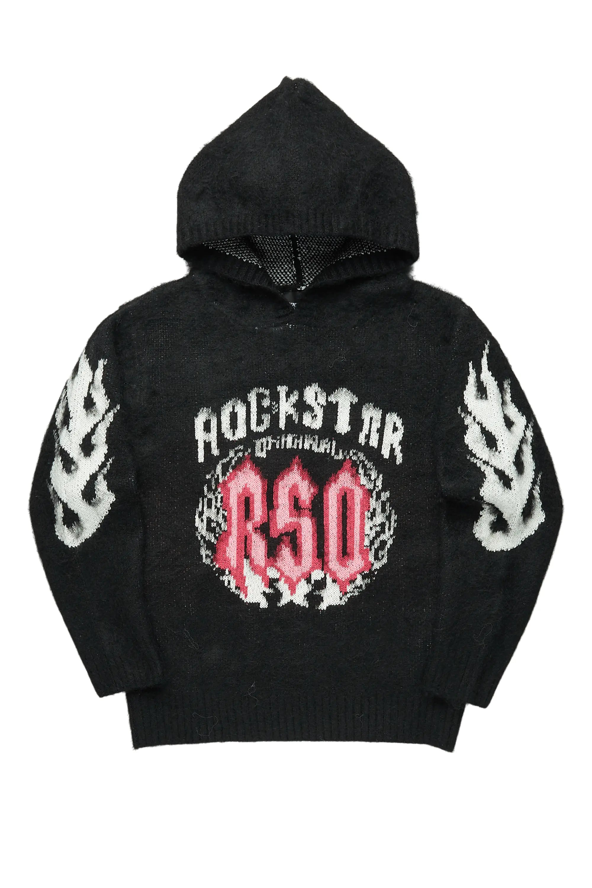 Boys Kanan Black Graphic Knitted Mohair Hoodie