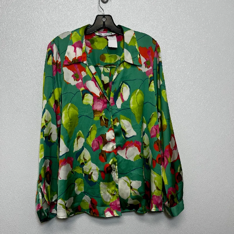 Top Long Sleeve By Zara In Multi-colored, Size: L