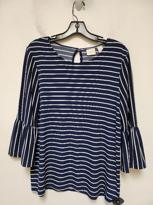 Top Short Sleeve By Chicos In Striped Pattern, Size: M