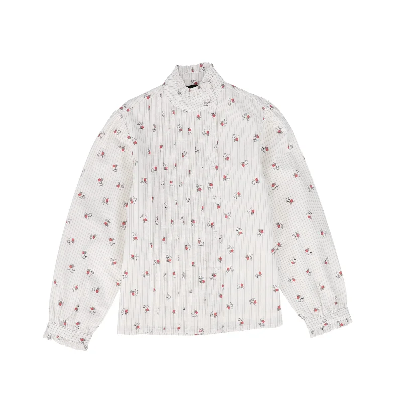 BAMBOO WHITE CHERRY PRINT BLOUSE [FINAL SALE]