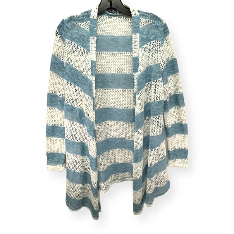 Blue & Cream Sweater Cardigan Retro, Size L