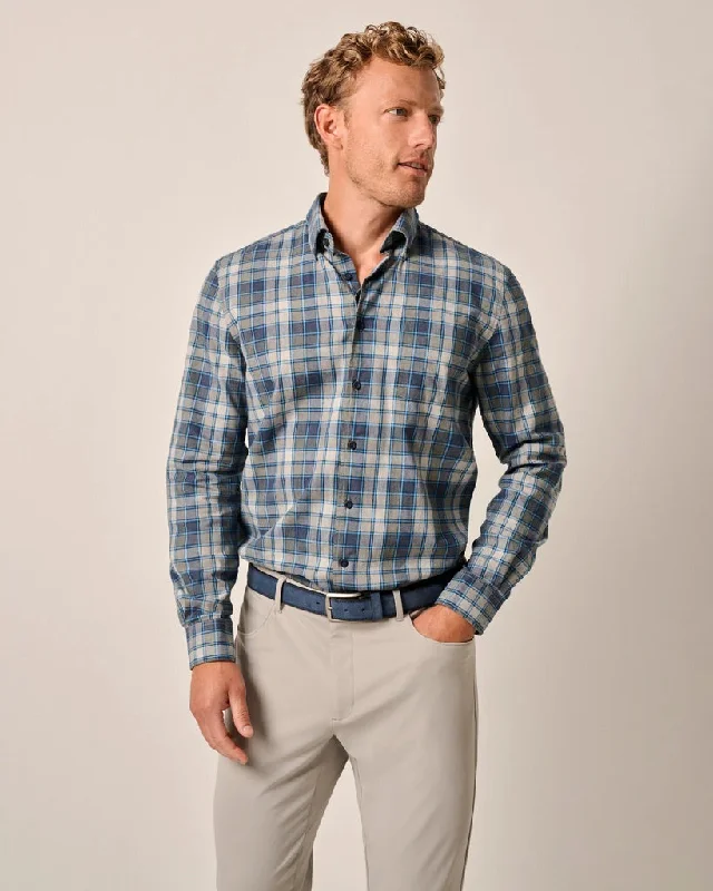 Tucked Cotton Blend Button Up - Benjamin