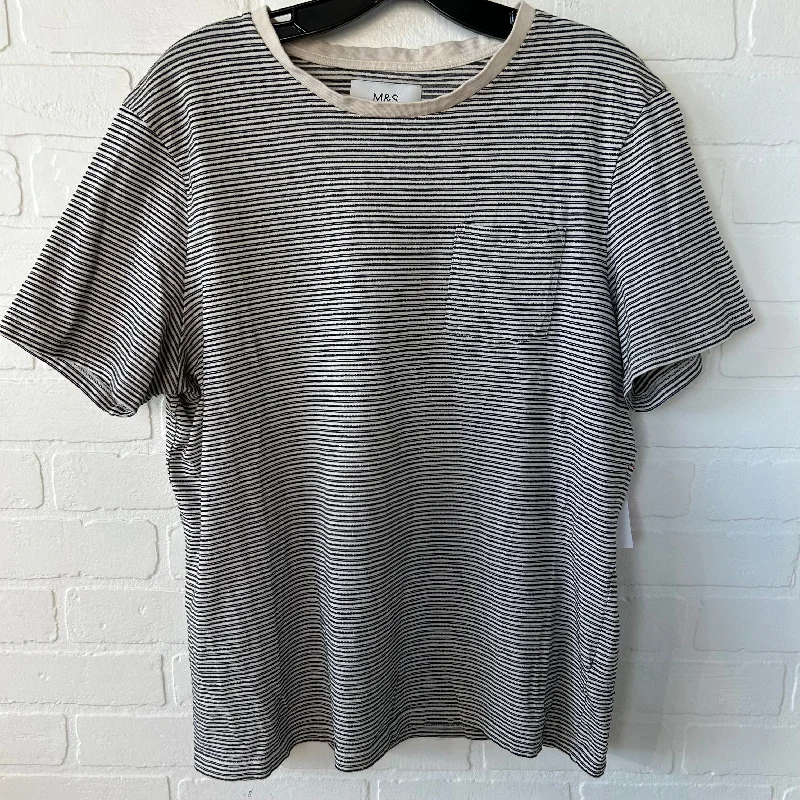 Top Short Sleeve By M&S In Grey & Tan, Size: L