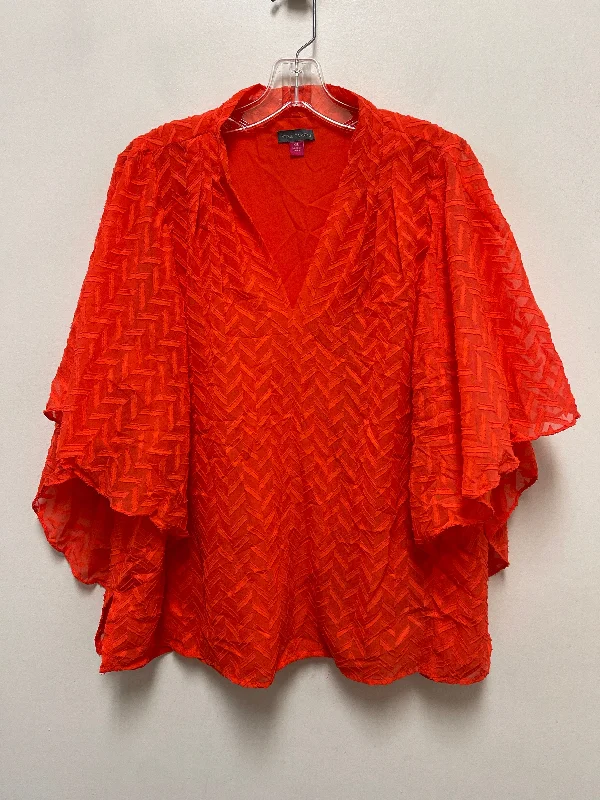 Top Short Sleeve By Vince Camuto In Orange, Size: 2x