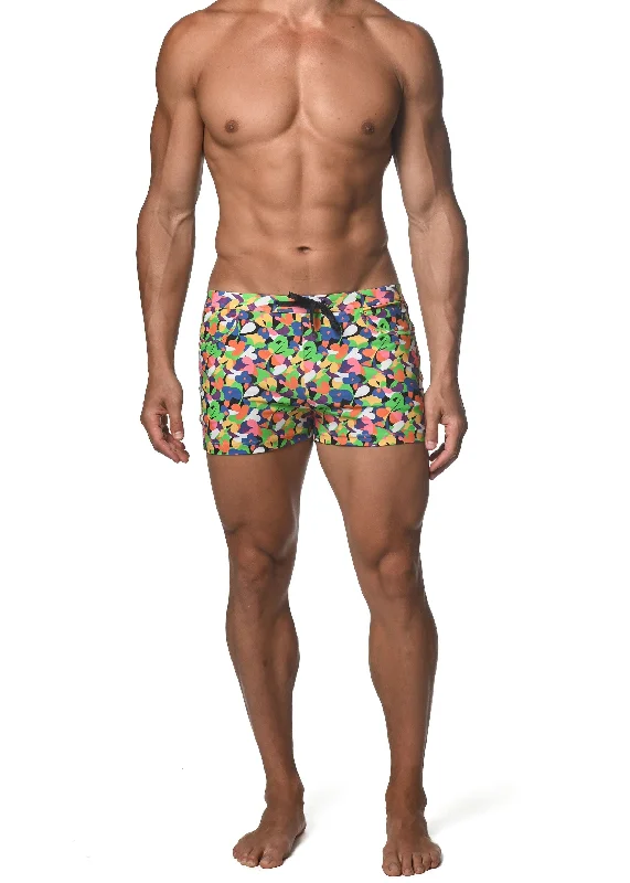 SPRING GREEN ABSTRACT COAST SWIM SHORT