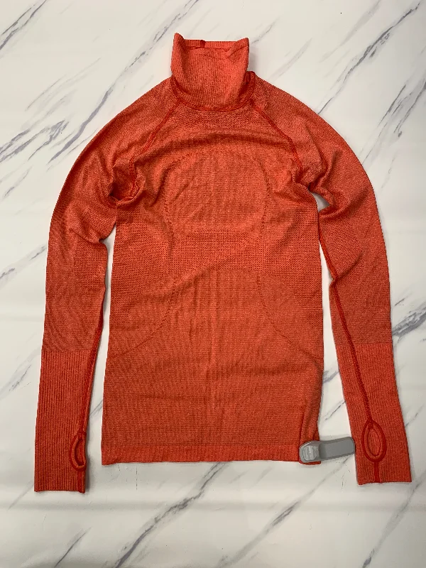 Athletic Top Long Sleeve Crewneck By Lululemon In Orange, Size: 4