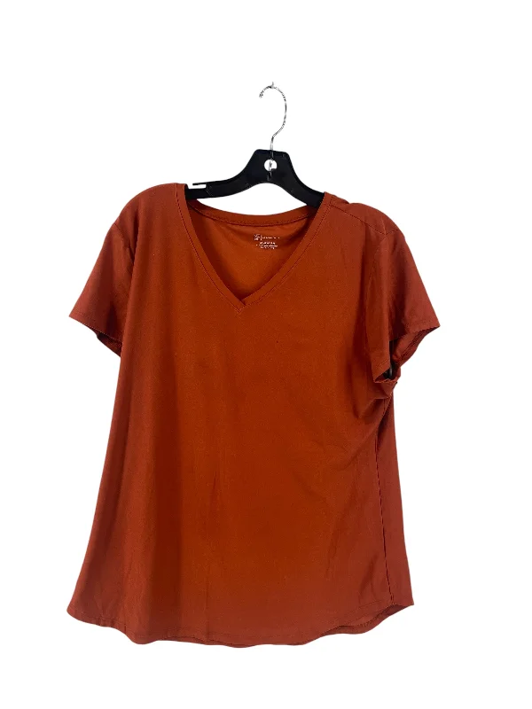 Top Short Sleeve Basic By No Boundaries In Brown, Size: 2x