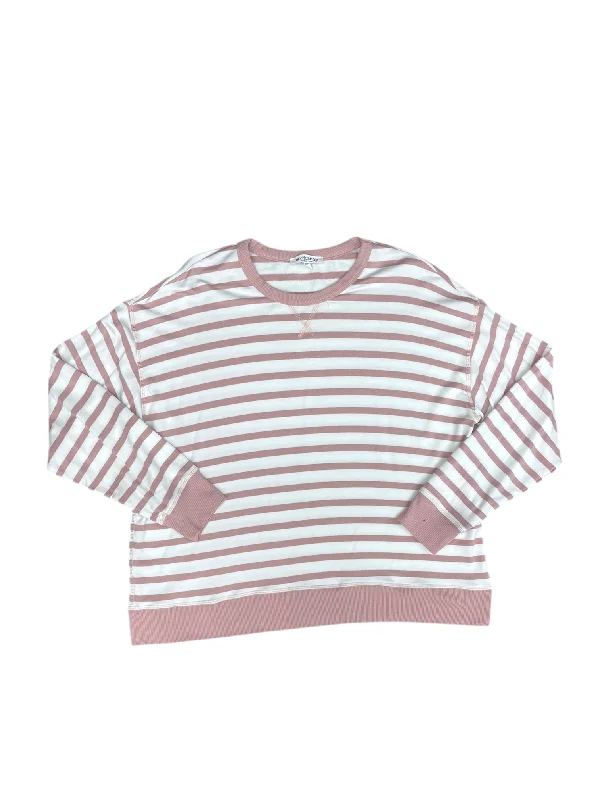 Top Long Sleeve By Workshop In Pink & White, Size: Xl