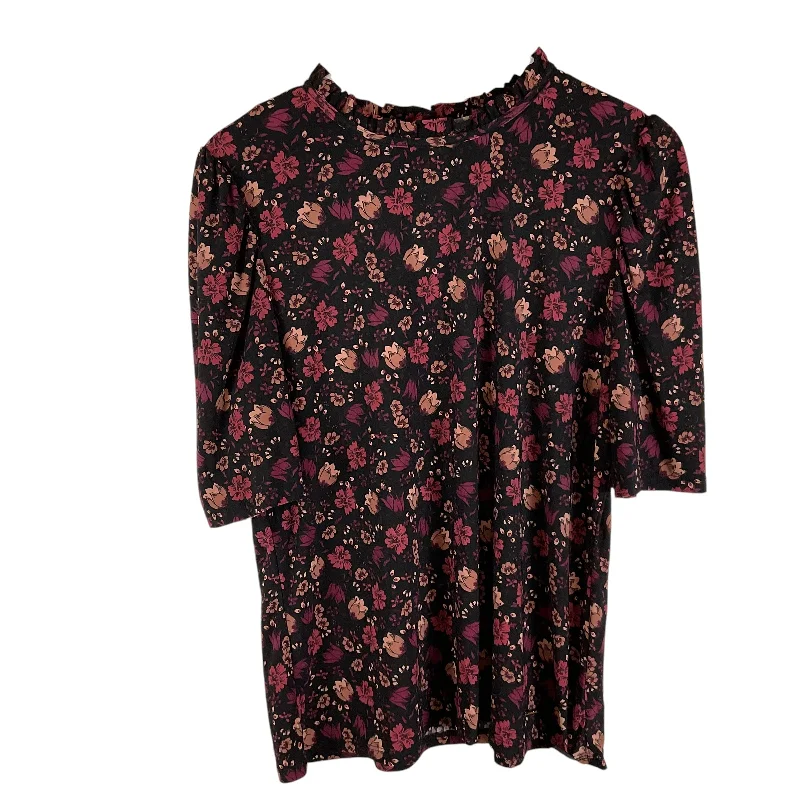 Top Short Sleeve By Anne Klein In Floral Print, Size: L