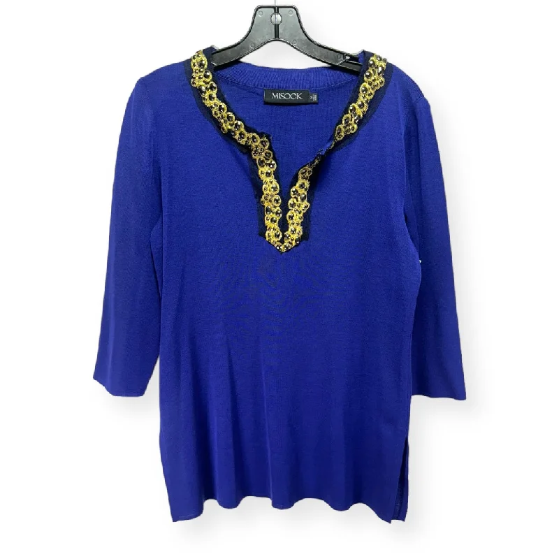 Blue Tunic Long Sleeve Misook, Size M