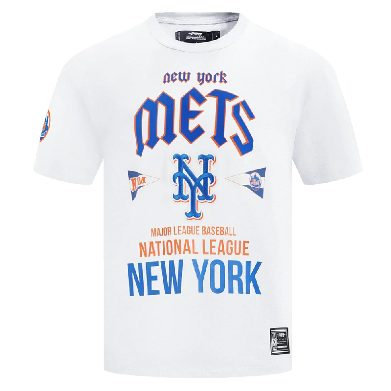 MLB NEW YORK METS CITY TOUR COTTON JERSEY MEN'S DROP SHOULDER TEE (WHITE) Hip Men's Retro